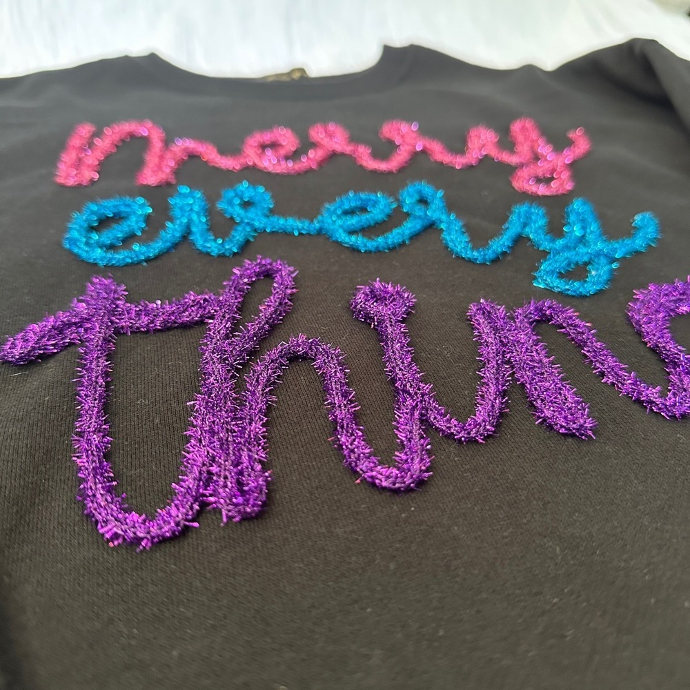 State‎ of Mine Crewneck Sweatshirt 3D Letters Cotton Blend Black Womens XS
